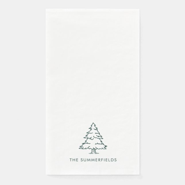Monogram Christmas Pine Tree Holiday Family Napkin (Front)