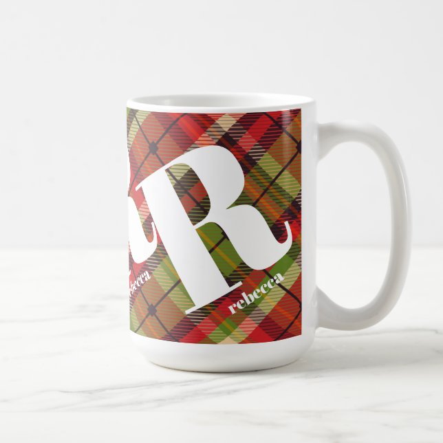 Monogram Christmas Plaid Coffee Mug (Right)