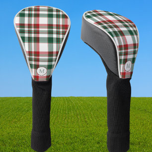 Monogram Christmas Red And Green Plaid Golf Head Cover