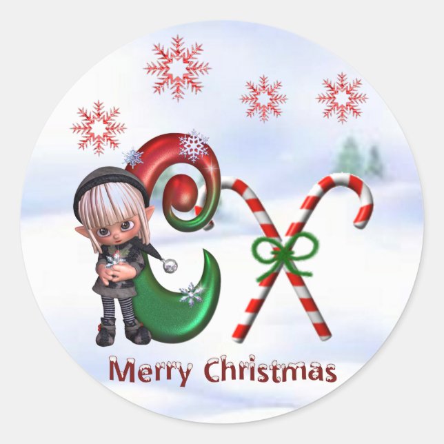Monogram Christmas Sticker C (Front)