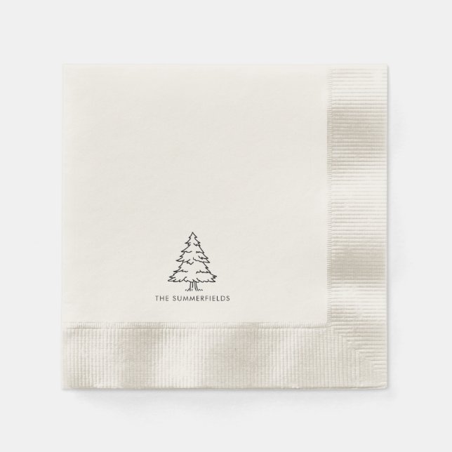 Monogram Christmas Tree Family Holiday Reunion Napkin (Front)