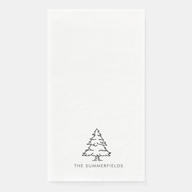 Monogram Christmas Tree Holiday Family Reunion Napkin (Front)