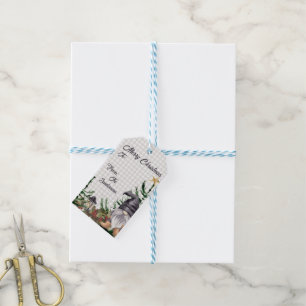 Monogram Christmas Watercolor Gnome Gift Tags