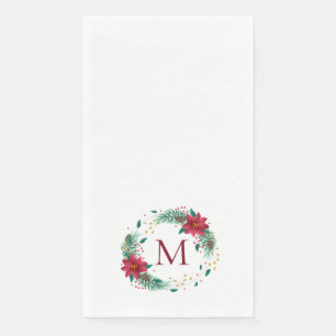 Monogram Christmas Wreath Guest Bath Paper Towels Napkin