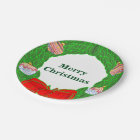 Monogram Christmas Wreath Paper Plates 7"