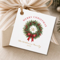 Monogram Christmas Wreath Red Bow