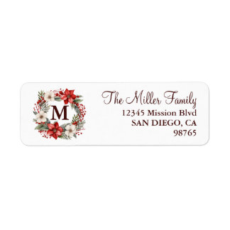 Monogram Christmas Wreath Traditional Elegant