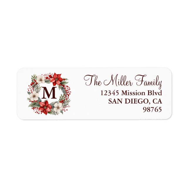 Monogram Christmas Wreath Traditional Elegant (Front)