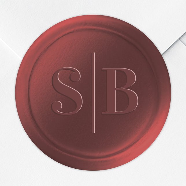 Monogram Cinnamon Red Wax Seal Wedding Stickers (Creator Uploaded)