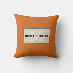 Monogram Cinnamon Solid Colour Background Cushion