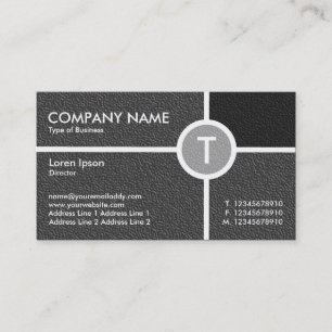Monogram Circle Cross - Dark Grey Embossed Texture Business Card