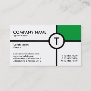 Monogram Circle Cross (Grass Green) - White Business Card