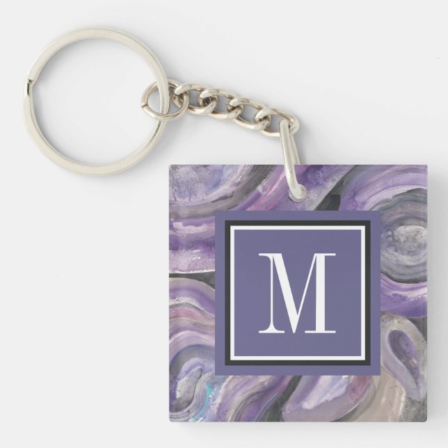 Monogram | Circle Rain Key Ring (Front)