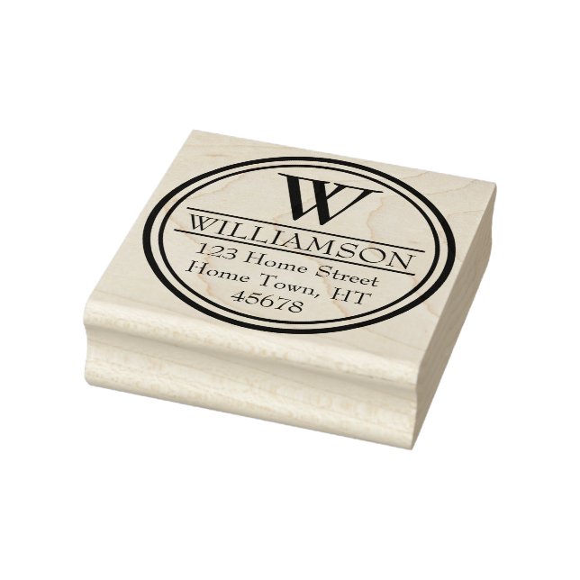 Monogram Circle Return Address Rubber Stamp (Stamp)