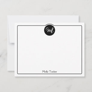 Monogram Circle Trendy Script Girly Card