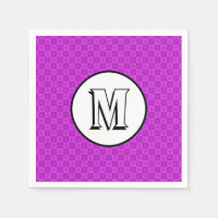 Monogram circles and squares on a purple pattern