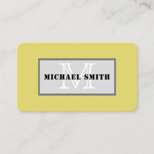 Monogram Citrine Solid Colour Background Business Card