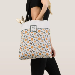 Monogram Citrus Hygge Christmas Tote Bag