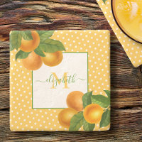 Monogram citrus oranges watercolor dots rustic