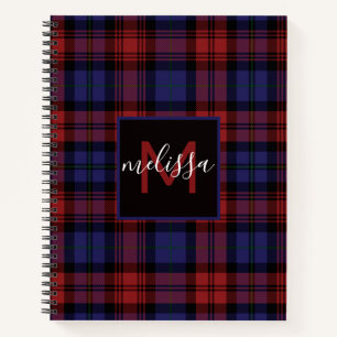 Monogram Clan MacLachlan Tartan Plaid Personalised Notebook