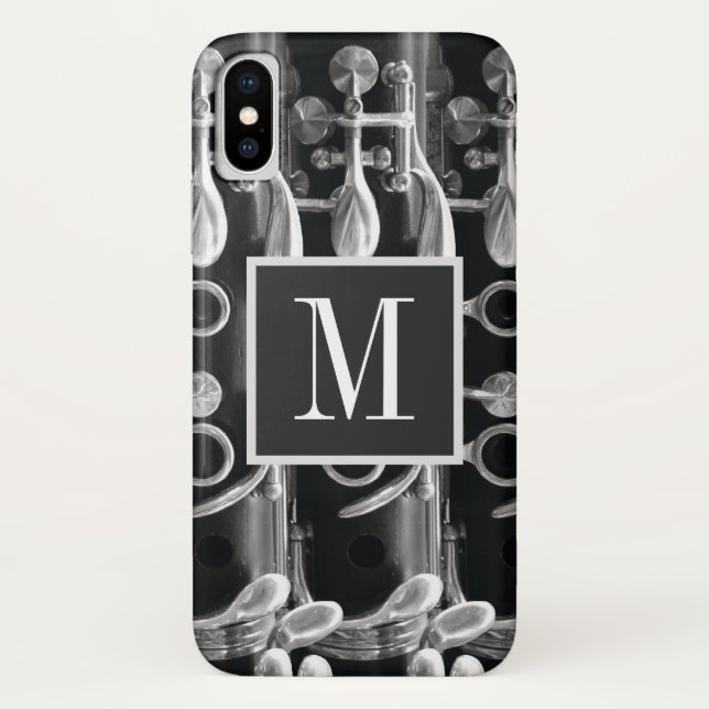 Monogram Clarinet Black and White Case-Mate iPhone Case (Back)