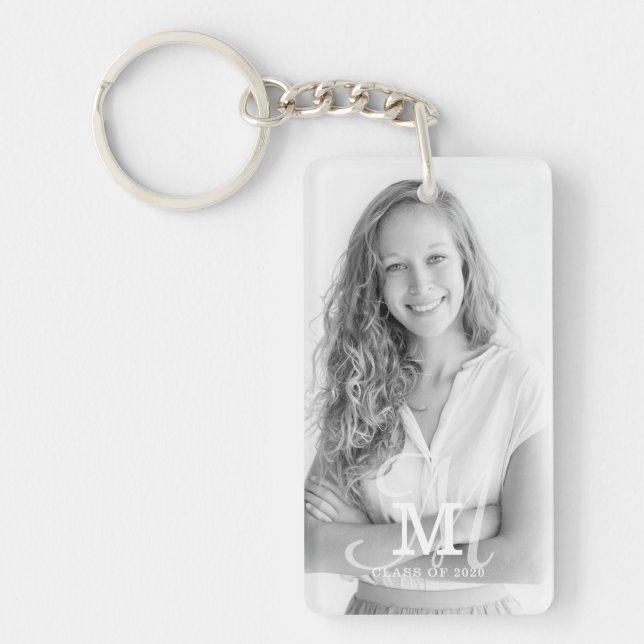 Monogram Class Year Custom Photo Graduation Key Ring (Front)