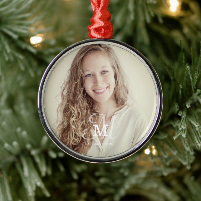 Monogram Class Year Custom Photo Graduation Metal Tree Decoration (Tree)