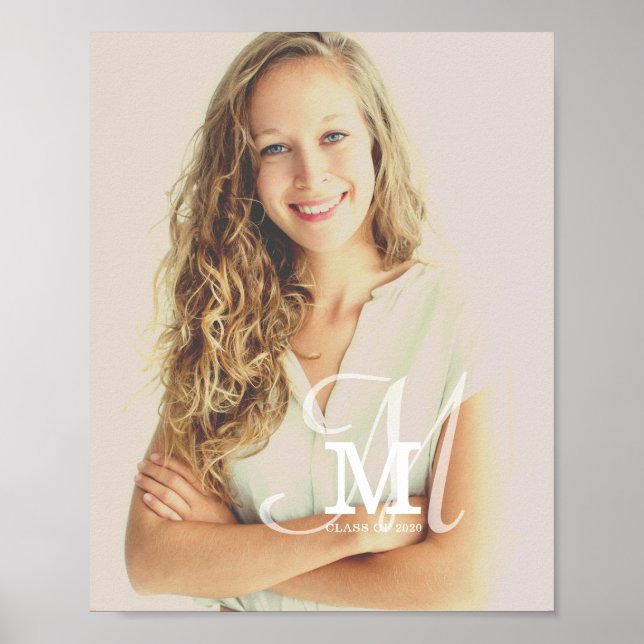 Monogram Class Year Custom Photo Graduation Poster (Front)