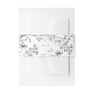Monogram Classic Botanical Florals Wedding Invitation Belly Band