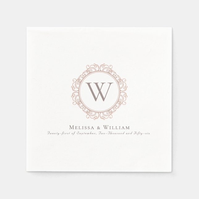 Monogram Classic Crest Wedding Napkin (Front)