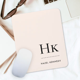 Monogram Classic Elegant Blush Pink Initials Mouse Mat