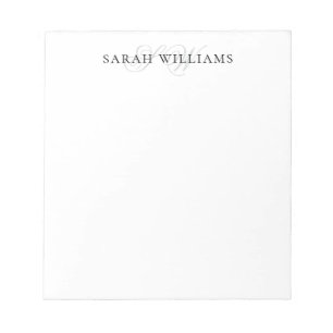 Monogram Classic Elegant Chic Script Name Notepad