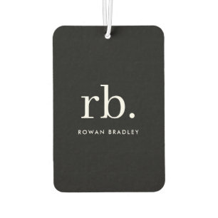 Monogram Classic Elegant Minimal Black and White Car Air Freshener
