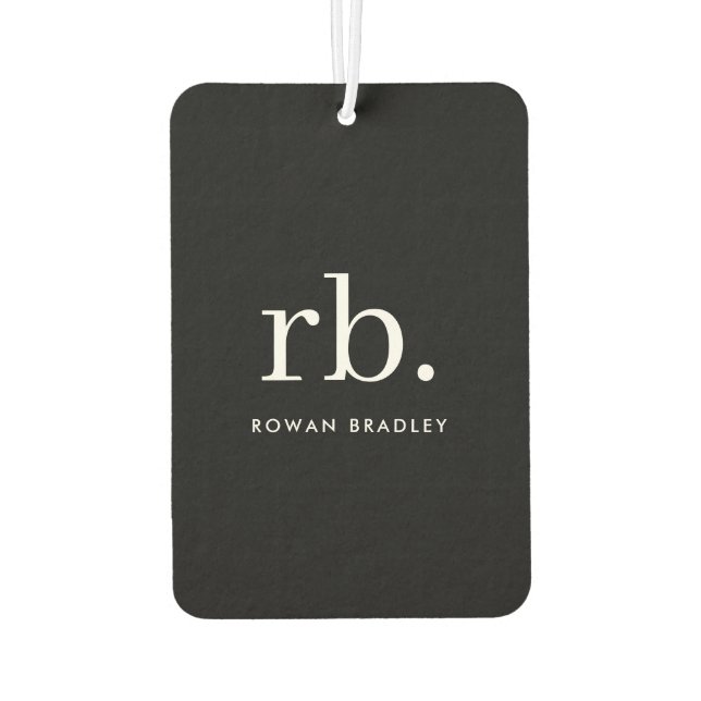 Monogram Classic Elegant Minimal Black and White Car Air Freshener (Back)