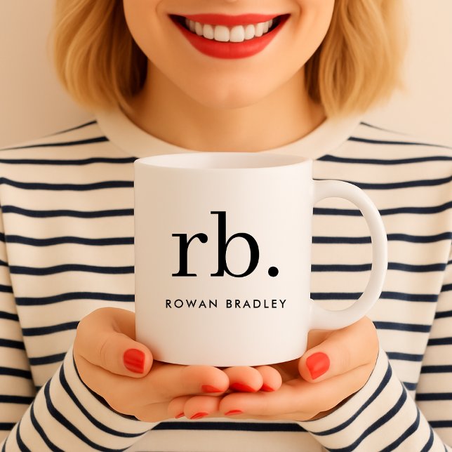 Monogram Classic Elegant Minimal Black and White Coffee Mug (Creator Uploaded)