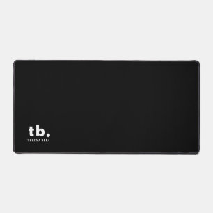 Monogram Classic Elegant Minimal Black and White Desk Mat