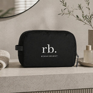 Monogram Classic Elegant Minimal Black and White Dopp Kit