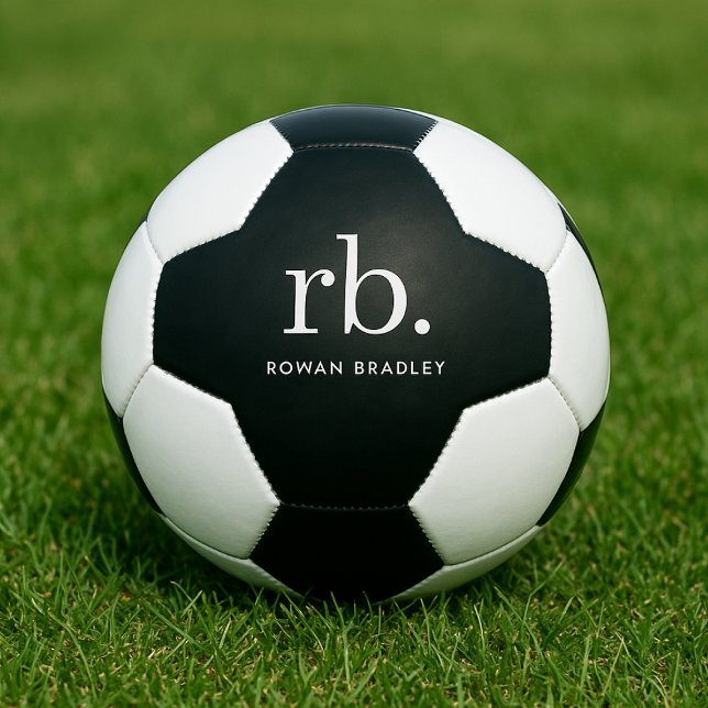 Monogram Classic Elegant Minimal Black and White Football (Creator Uploaded)