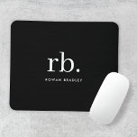 Monogram Classic Elegant Minimal Black and White Mouse Mat<br><div class="desc">A minimalist monogram design with large typography initials in a classic font with your name below on a simple black background. The perfectly custom gift or accessory!</div>