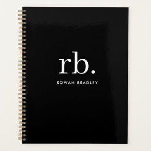 Monogram Classic Elegant Minimal Black and White Planner