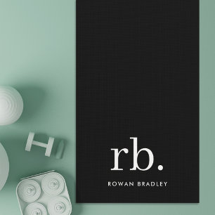 Monogram Classic Elegant Minimal Black and White Yoga Mat