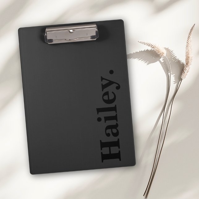 Monogram Classic Elegant Minimal Black Name Clipboard (Creator Uploaded)