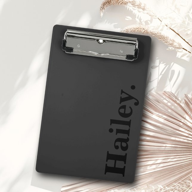 Monogram Classic Elegant Minimal Black Name Mini Clipboard (Creator Uploaded)