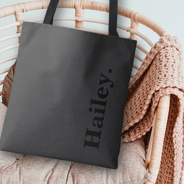 Monogram Classic Elegant Minimal Black Name Tote Bag (Creator Uploaded)
