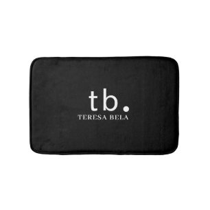 Monogram Classic Elegant Minimal Black & White Bath Mat