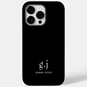 Monogram Classic Elegant Minimal Black White iPhone 14 Pro Max Case