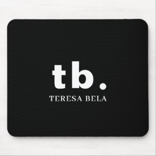 Monogram Classic Elegant Minimal Black & White Mouse Mat