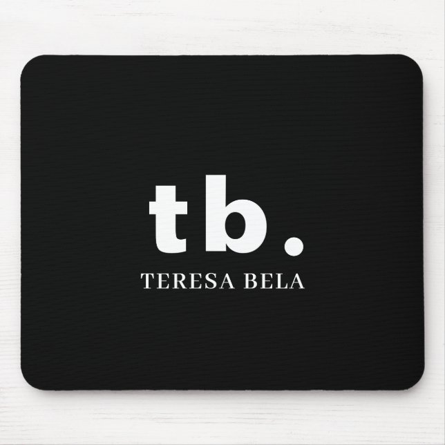 Monogram Classic Elegant Minimal Black & White Mouse Mat (Front)