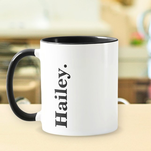 Monogram Classic Elegant Minimal Black White Name Mug (Creator Uploaded)