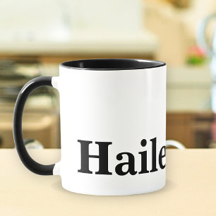 Monogram Classic Elegant Minimal Black White Name Mug